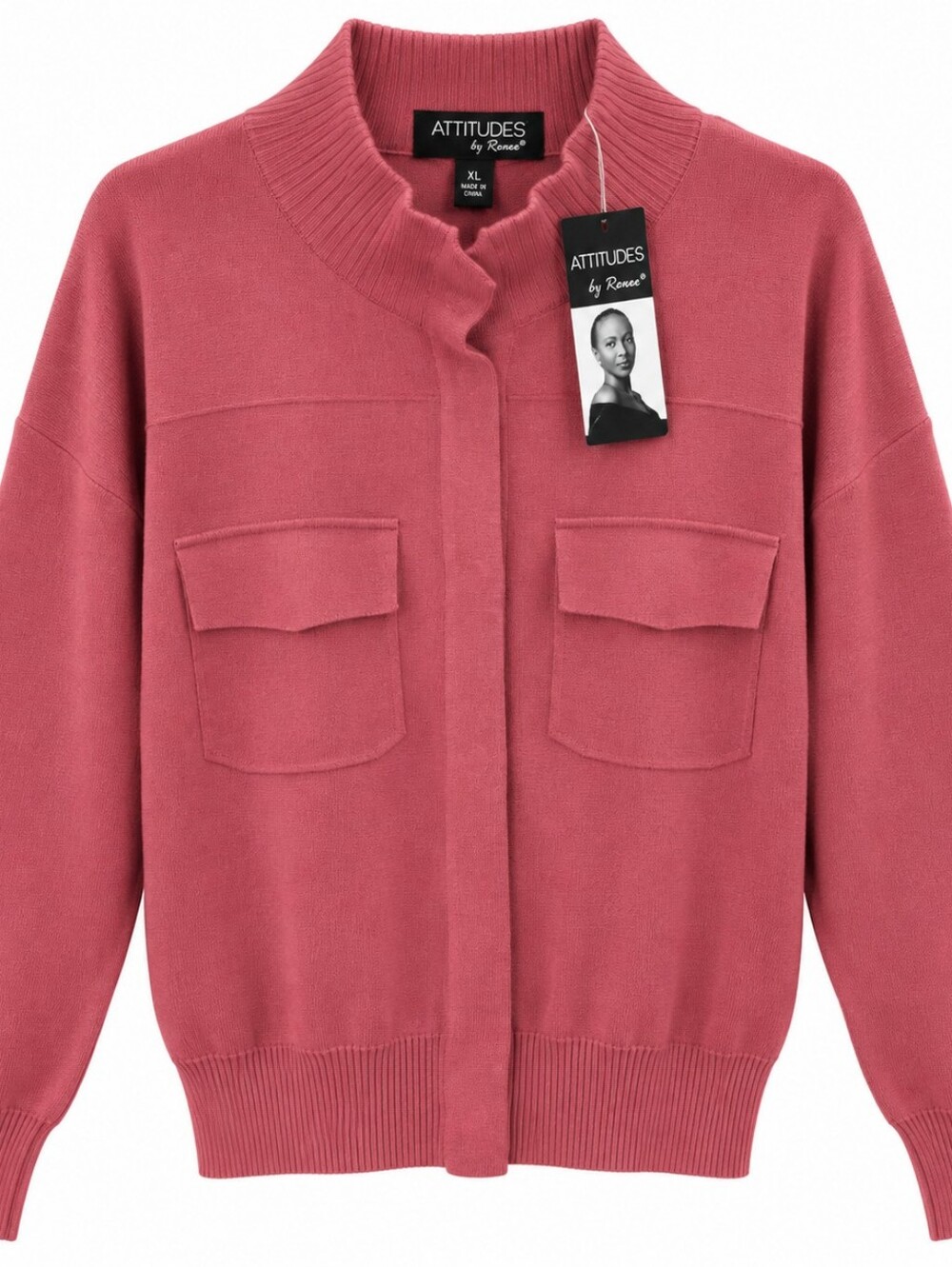 Attitudes by Renee NWT Dusty Rose Sweater Jacket Cardigan XL
